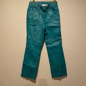 Newport News Turquoise Leather Pants Size 14‎ Women’s Vintage High Rise